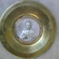 Медна чинийка за стена с Исус, снимка 1 - Други ценни предмети - 37113447