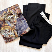 Marella елегантен черен панталон и цветна туника , снимка 2 - Панталони - 44884856
