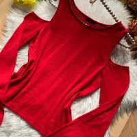 Червена блуза Зара, снимка 2 - Блузи с дълъг ръкав и пуловери - 43005278