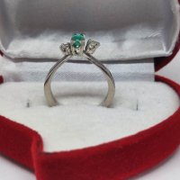 Златен пръстен с Изумруд и брилянти-2,50гр/14кр, снимка 7 - Пръстени - 39790719