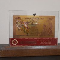 Банкноти Паунди златни в стъклена поставка и масивно дърво, снимка 6 - Други ценни предмети - 38708202