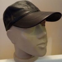 Черна шапка Естествена кожа с козирка Класик, снимка 3 - Шапки - 38024430