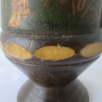 Дървена ваза с рисунка, стара, снимка 6 - Други - 40211722