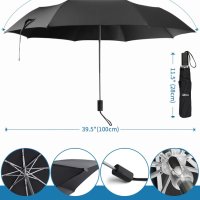 Avatool  Малък лек сгъваем чадър, черен, ветроустойчив, водоотблъскващ, бързосъхнещ, снимка 6 - Други - 43764620