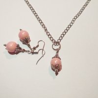 Изящен подаръчен комплект бижута с розови перли !, снимка 1 - Бижутерийни комплекти - 27420300