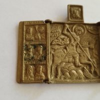 Стара бронзова икона, Св. Георги, триптих-2, снимка 2 - Антикварни и старинни предмети - 38056025