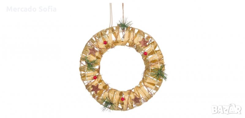 Коледен светещ венец, борови плодове с 10 лампи, снимка 1