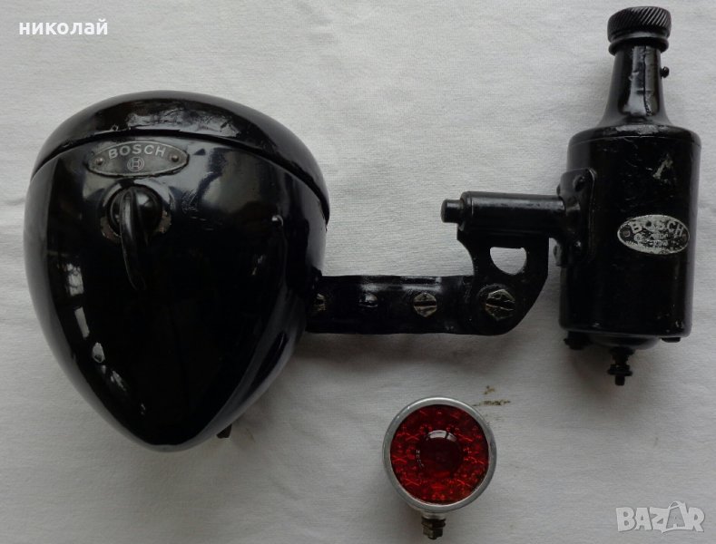 Ретро Динамо Фар и светлоотразител/ габарит марка BOSCH за велосипед Mifa, Diamant и др.модел 1960 г, снимка 1