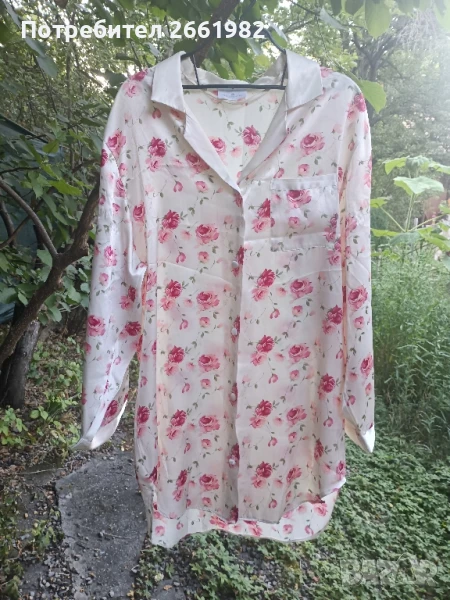 Красива сатенена пижама на рози, снимка 1