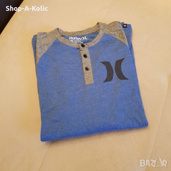 Original HURLEY Premium Fit Long Sleeve Grey Blue Button Neck Shirt, снимка 1