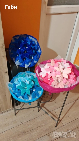 Вечен букет от телени плюшени пръчки, снимка 1