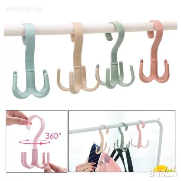Въртяща се закачалка за гардероб от пластмаса с водоустойчива основа, снимка 1