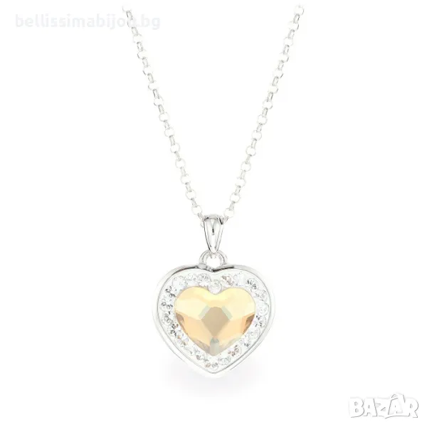 Дамско Сребърно Колие със Сърце Сваровски/Swarovski, снимка 1