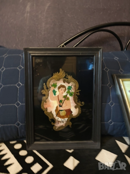 Картина найвизъм  върху стъкло дървена рамка , снимка 1