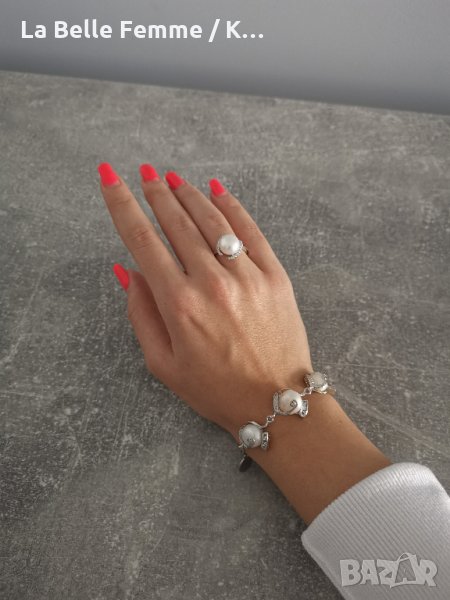 Комплект гривна и пръстен с перли, снимка 1