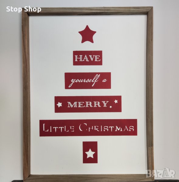 Дървена коледна картина табела Christmas , снимка 1