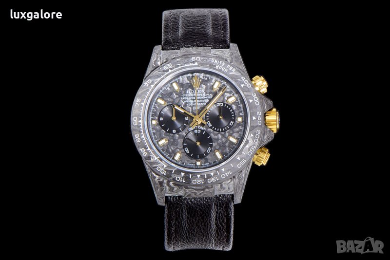 Мъжки часовник Rolex DiW Black and Gold Rolex Daytona с автоматичен швейцарски механизъм, снимка 1