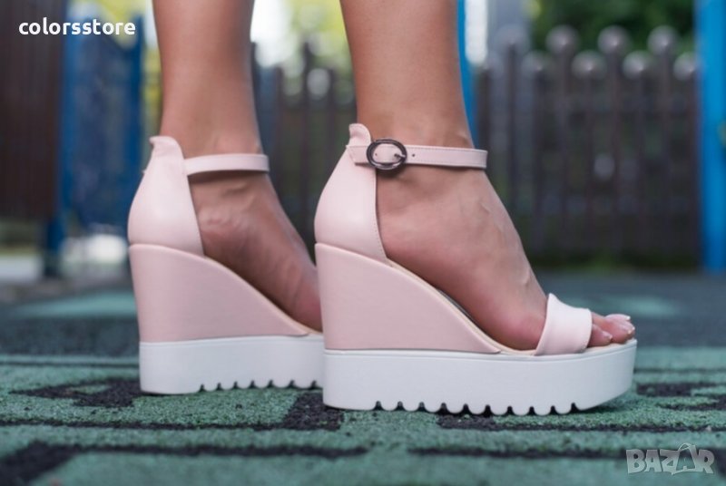 Сандали на платформа - пудра кожа - K200, снимка 1