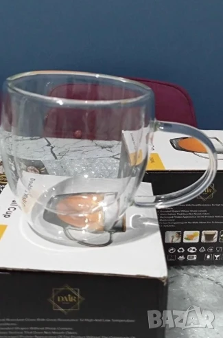 Стъклена чаша за кафе с двойно дъно 200ml, снимка 1