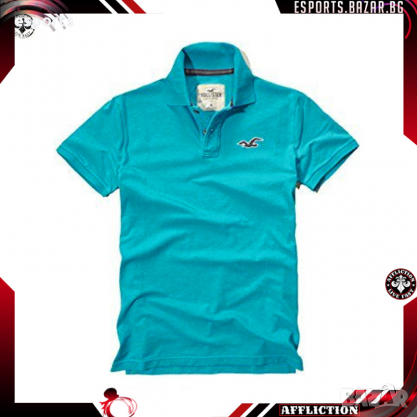 Мъжко поло къс ръкав Hollister by Abecrombie & Fitch Turquoise S Small, снимка 1
