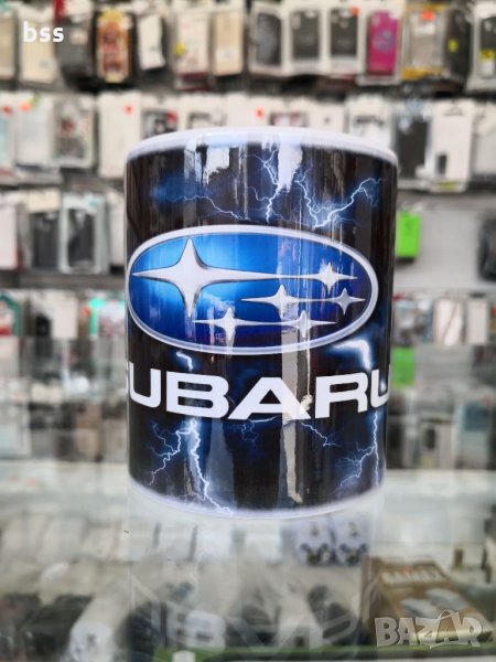 Бяла порцеланова чаша с логото на Субару / Subaru, снимка 1