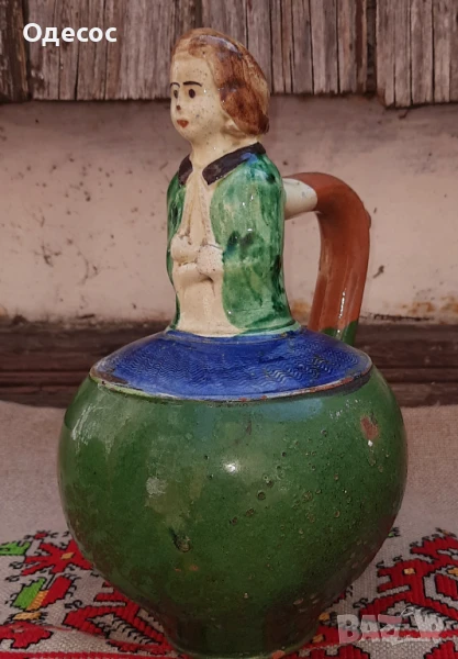 Стара българска авторска керамична стомна, снимка 1