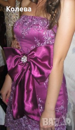 Рокля бална с брюкселска дантела+чанта+обици+подарък, снимка 1