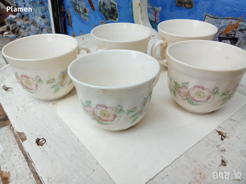 5 чаши и 5 чинии на Аркопал Франция , снимка 1