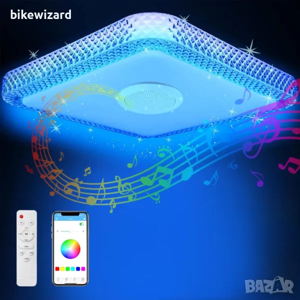 TOPBOS 30W LED таванна лампа с димируема светлина с Bluetooth високоговорител. 28х28 см. НОВА, снимка 1