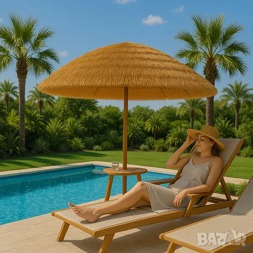 Градински чадър / Плажен чадър с UV защита 170 см – Хавайски стил, снимка 1