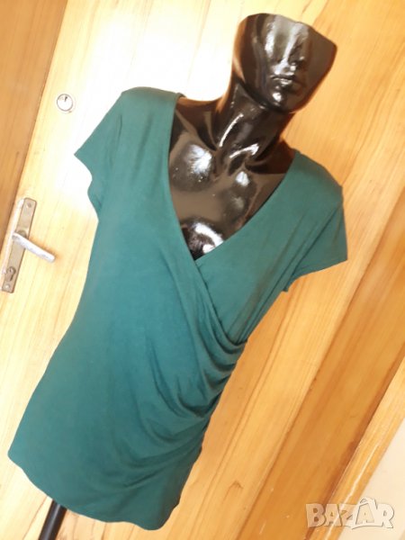 Тъмно зелена туника трико с V-образно деколте М/Л, снимка 1