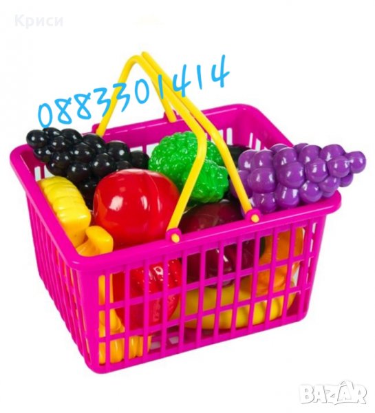 Детска пазарска кошница с плодове играчки, снимка 1