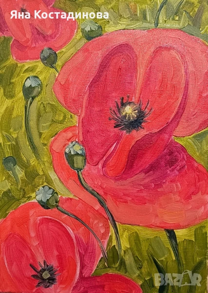 Оригинална картина "Макове" – Маслени бои върху платно, снимка 1