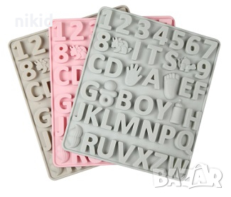 2,8 см Латиница азбука букви латински цифри числа ръка крак шише силиконов молд форма гипс шоколад , снимка 1