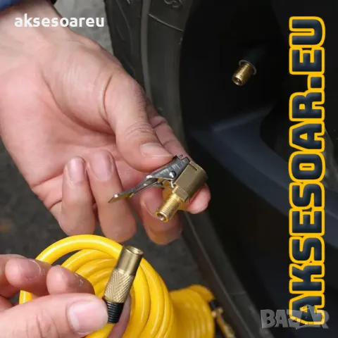 Конектор за бързо свързване букса 8 мм адаптер с резба за помпа на кола щуцер с щипка за вентил, снимка 12 - Аксесоари и консумативи - 47362847