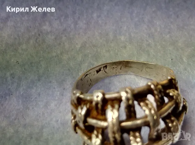 СТАР АЖУРЕН СРЕБЪРЕН ПРЪСТЕН СРЕБРО ВИСОКА ПРОБА с ИНИЦИАЛИ на МАЙСТОРА БП РЪЧНА РЕТРО РАБОТА 49966, снимка 13 - Антикварни и старинни предмети - 49274757