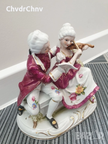 Lippelsdorf GDR Grafenthal статуетка 18см/ГДР Графентал стара немска порцеланова фигура/музиканти, снимка 2 - Статуетки - 51530585