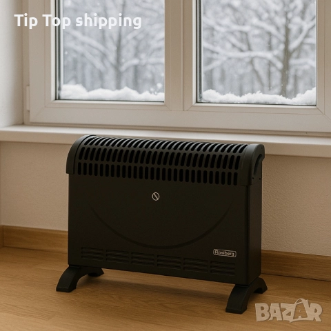 Конвекторен отоплител Rosberg – 2000W, 3 степени, с вентилатор, защита от прегряване, черен, снимка 2 - Отоплителни печки - 51809843