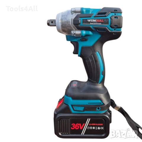 Немски Ударен Гайковерт WerkBull 2 батерии 36V 8Ah и LED осветление, снимка 2 - Други инструменти - 43323867