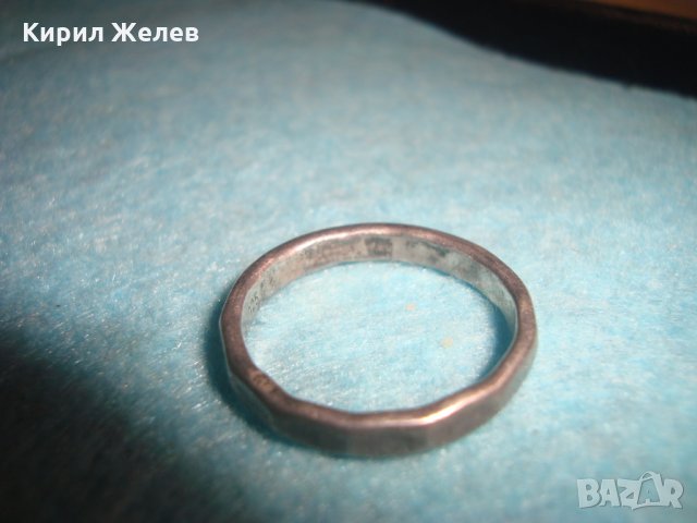 СТАР СРЕБЪРЕН ПРЪСТЕН ТИП МНОГОЪГЪЛНА ХАЛКА ОКСИДИРАНО СРЕБРО 925 РЪЧНА ВИНТИДЖ ИЗРАБОТКА 25185, снимка 8 - Пръстени - 34654816