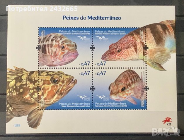 807. Португалия 2016 = “ Фауна. Средиземноморски риби “ , **, MNH