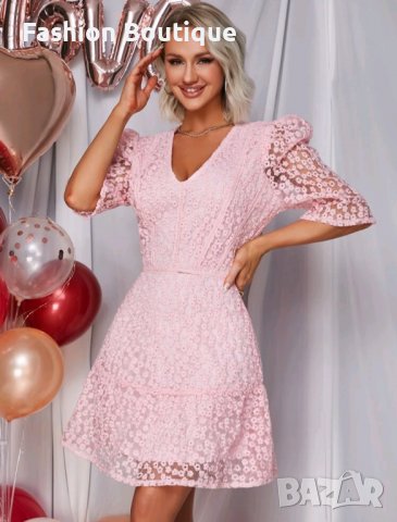 Розова дантелена рокля , снимка 5 - Рокли - 39881671