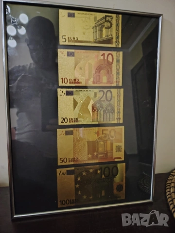 картина с позлатени евробанкноти, снимка 5 - Картини - 53472014