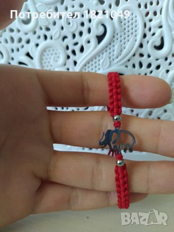 Червена гривна за късмет с елементи от стомана, снимка 11 - Гривни - 33082307