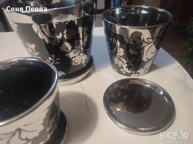 комплект керамични саксии, уникален дизайн, снимка 3 - Саксии и кашпи - 48280843