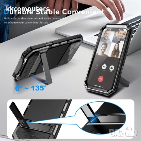 R-JUST Калъф с Протектор за iPhone 17 Pro Max | Удароустойчив, Водоустойчив (IP54) | Вграден стойка, снимка 10 - Калъфи, кейсове - 52052204