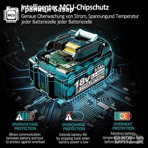 Нова 18V 6.0Ah батерия за Makita LXT BL1860B с LED индикатор за инструмент, снимка 2 - Други инструменти - 53015753