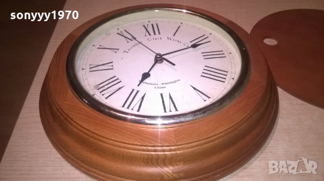 немски дървен часовник-31х5см-внос германия, снимка 2 - Колекции - 26365484