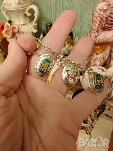 Огърлица Мексико,ръчна изработка,злато сребро и малахит, снимка 11 - Колиета, медальони, синджири - 47916601