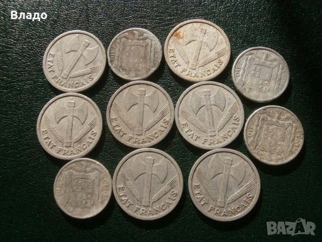Лот стари алуминиеви френски и испански монети , снимка 2 - Нумизматика и бонистика - 39066175